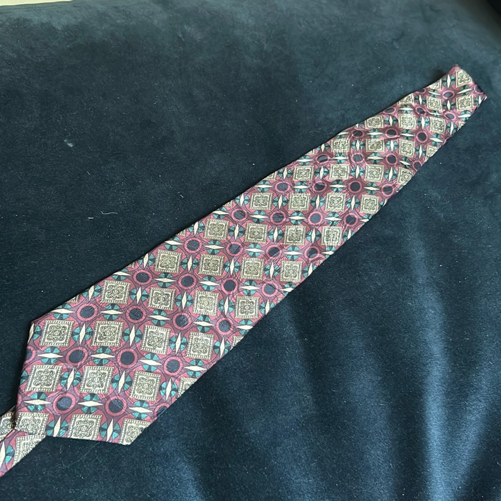 Barbara Blank‎ 100% Silk Purple Grey Pattern Printed Tie